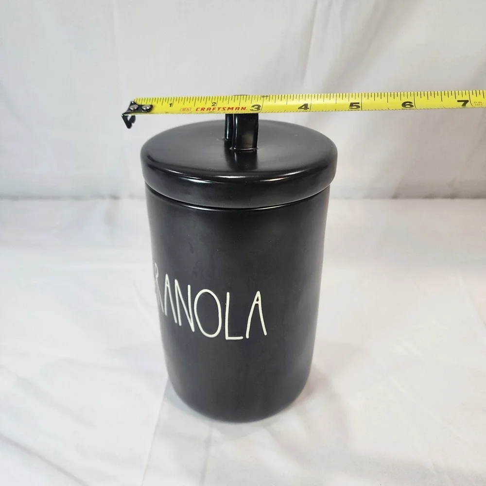 RAE DUNN Artisan Collection By Magenta Black Ceramic GRANOLA Canister 8.5 In